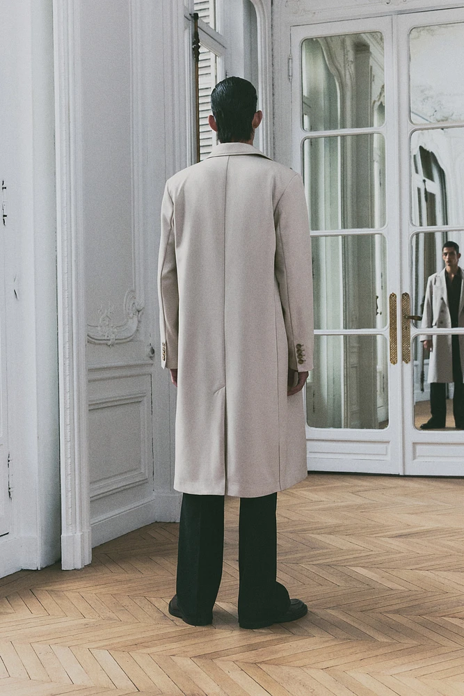 Relaxed-Fit Double-Breasted Twill Coat