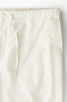 Embroidered Cotton Pull-On Pants