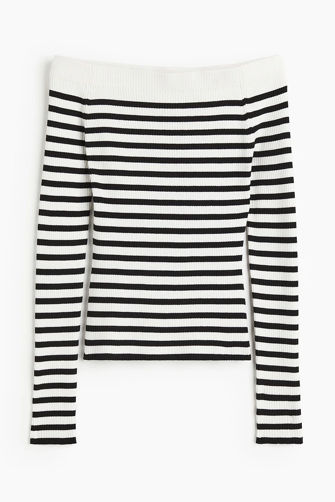 Rib-knit Off-the-shoulder Top