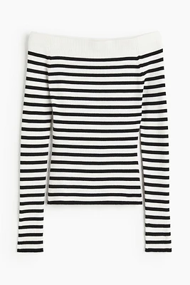 Rib-knit Off-the-shoulder Top
