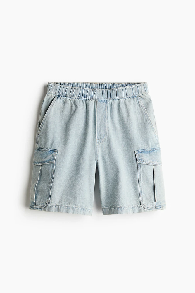 Loose Denim Cargo Shorts