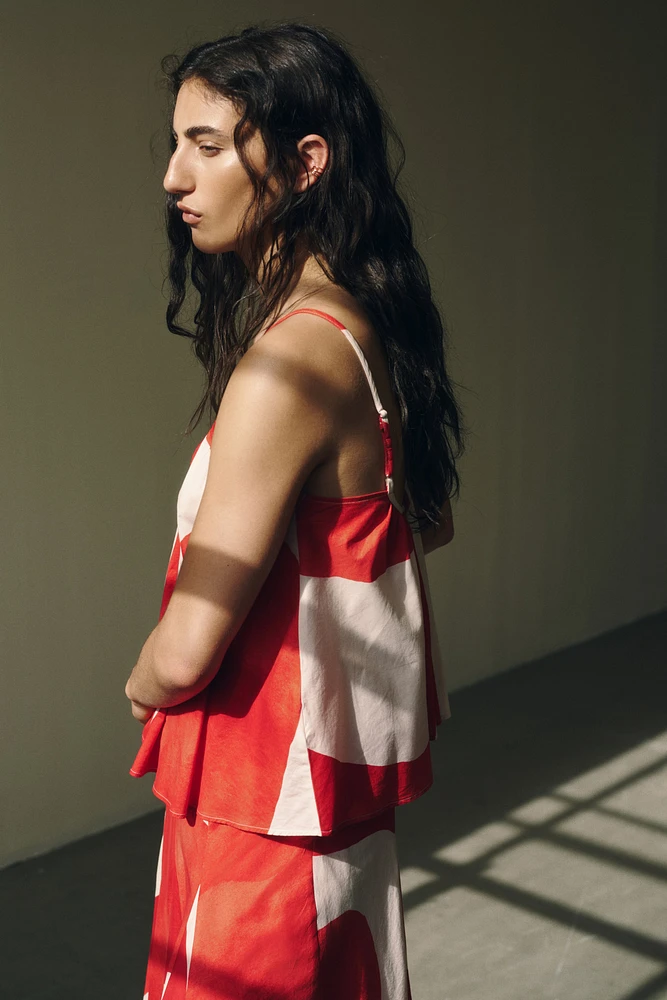 Flared Cotton Strappy Top
