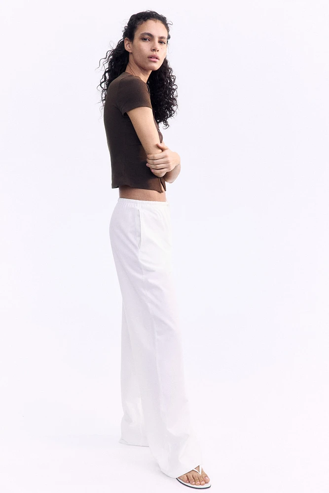 Ribbed Button-Front T-Shirt