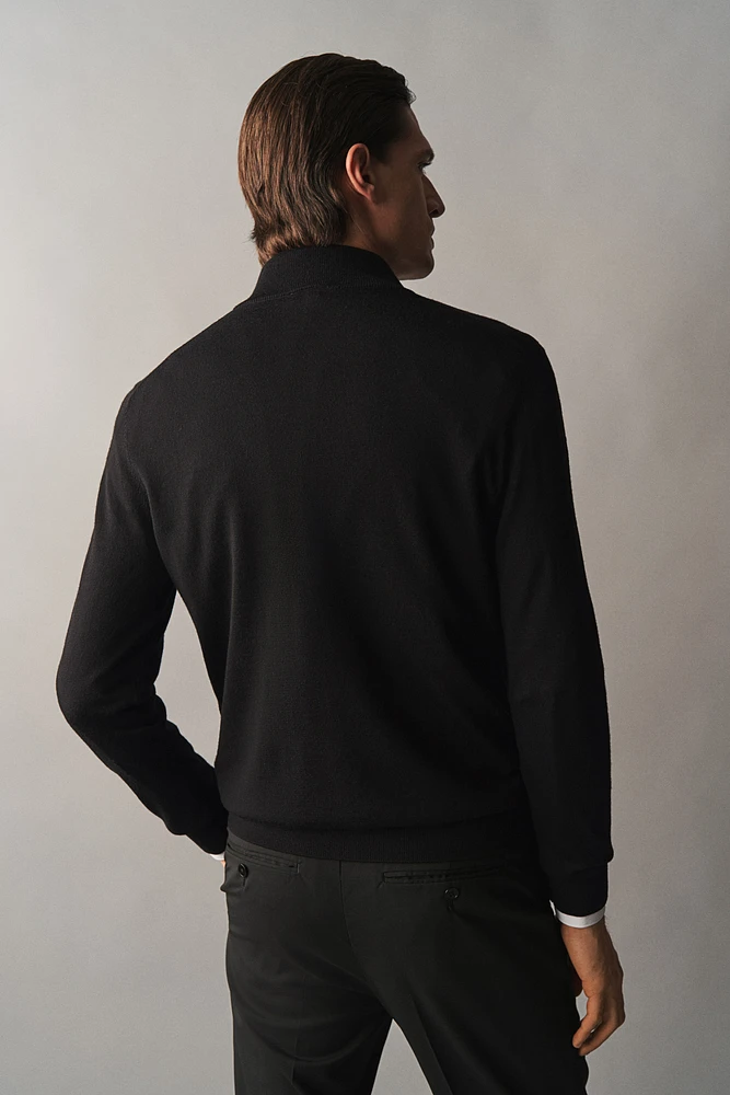 Slim Fit Half-Zip Merino Wool Sweater