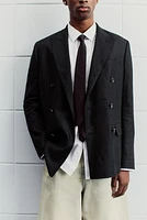 Relaxed-Fit Double-Breasted Linen-Blend Jacket