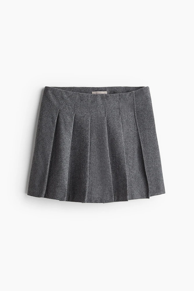 Pleated Wool-Blend Skort