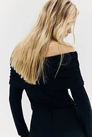 Gathered off-the-shoulder top