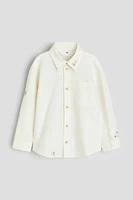 Embroidered-motif Linen-blend Shirt