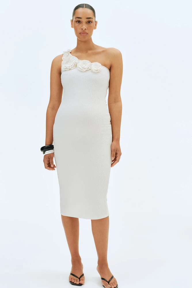 MAMA Appliquéd One-Shoulder Dress
