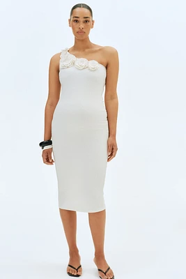 MAMA Appliquéd One-Shoulder Dress