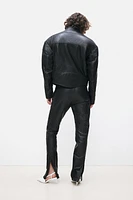 Boxy Leather Biker Jacket