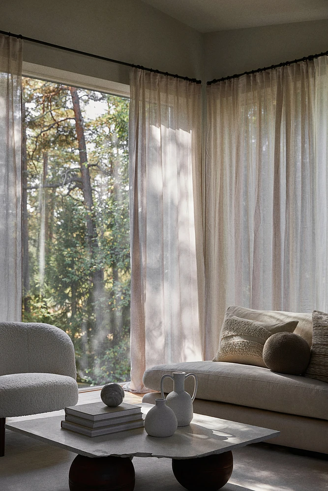 2-pack Long Linen-Blend Curtain Panels