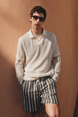 Regular-Fit Hole-Knit Polo Shirt