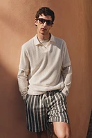 Regular-Fit Hole-Knit Polo Shirt