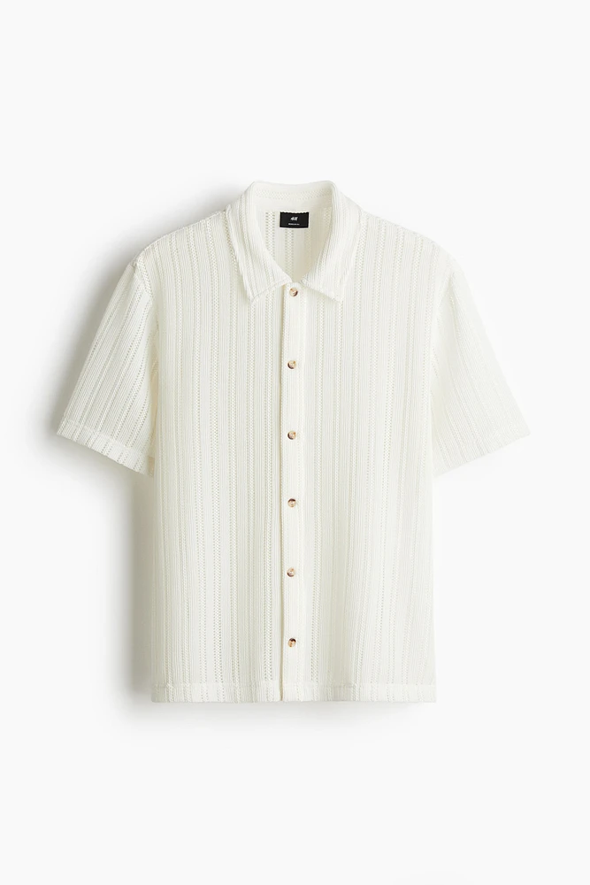 Regular Fit Crochet-look shirt