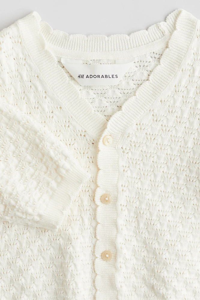 Pointelle-Knit Cotton Cardigan