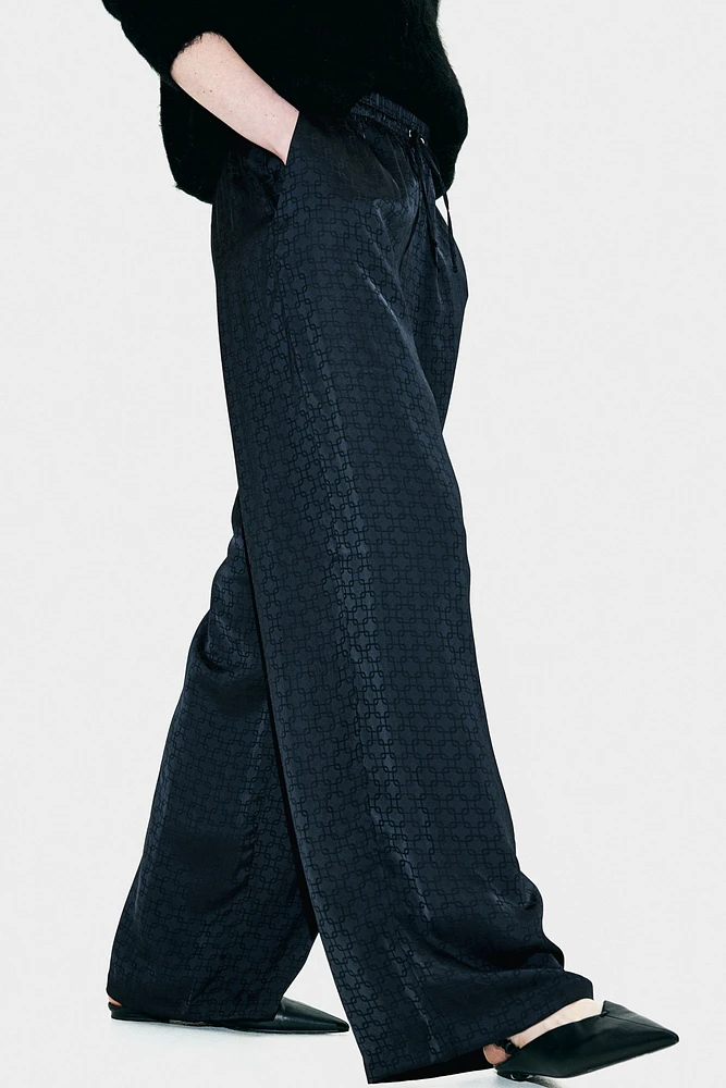 Wide-Leg Drawstring Pants