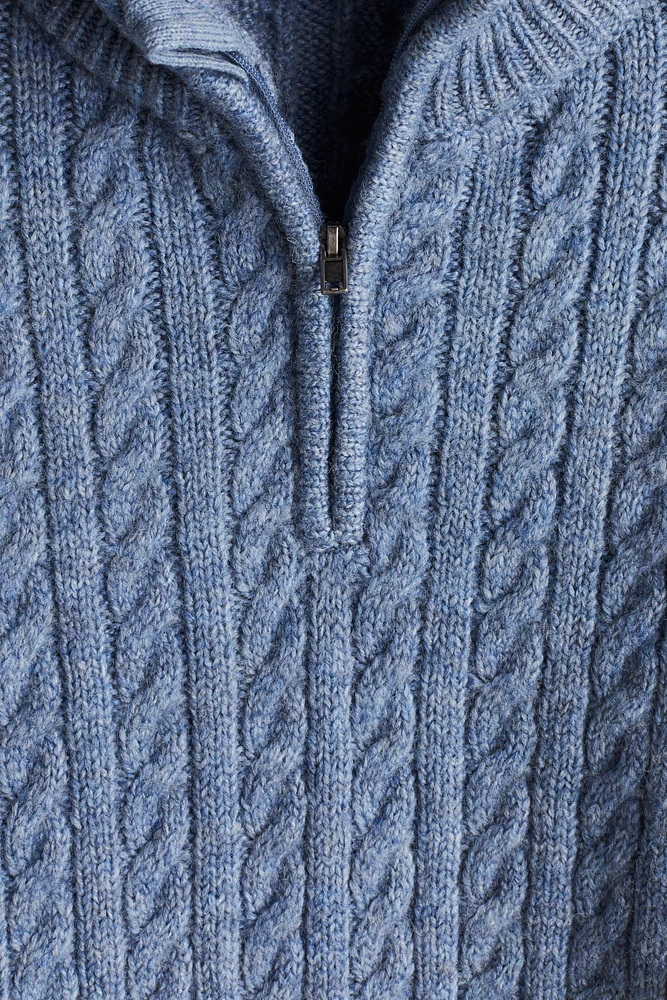 Cable-Knit Half-Zip Sweater