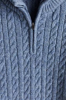 Cable-Knit Half-Zip Sweater