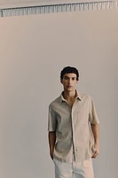 Regular Fit Short-sleeved Linen-Blend Shirt