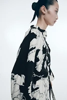 Robe en lin mélangé avec ceinture à nouer