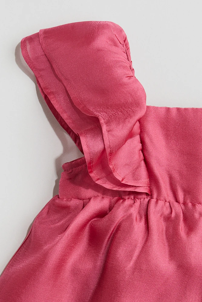 Flounced Satin Dress
