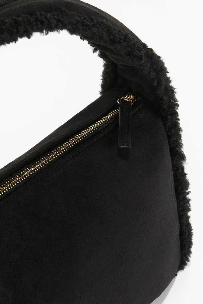 Shoulder Bag with Teddy Fleece Trim