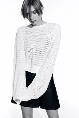 Hole-knit Open-backed Sweater