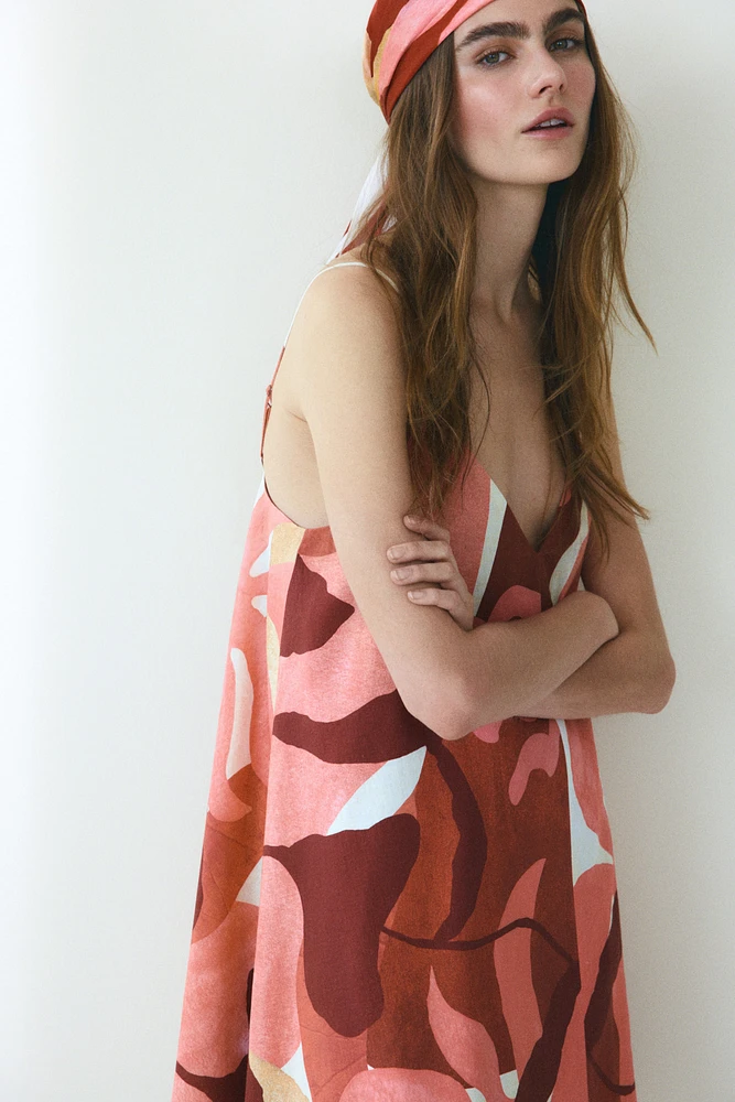 Linen-Blend Mini Dress