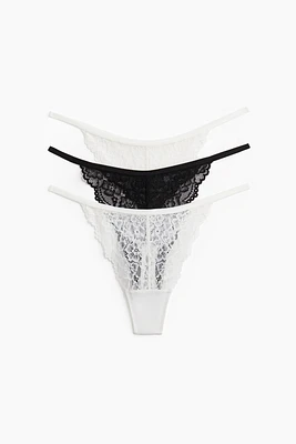 Lot de 3 culottes ficelles Tanga en dentelle