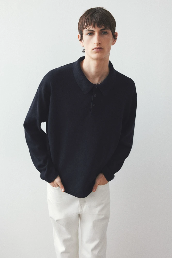 Loose-Fit Fine-Knit Polo Shirt