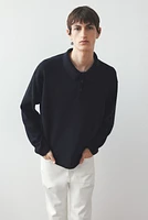 Loose-Fit Fine-Knit Polo Shirt