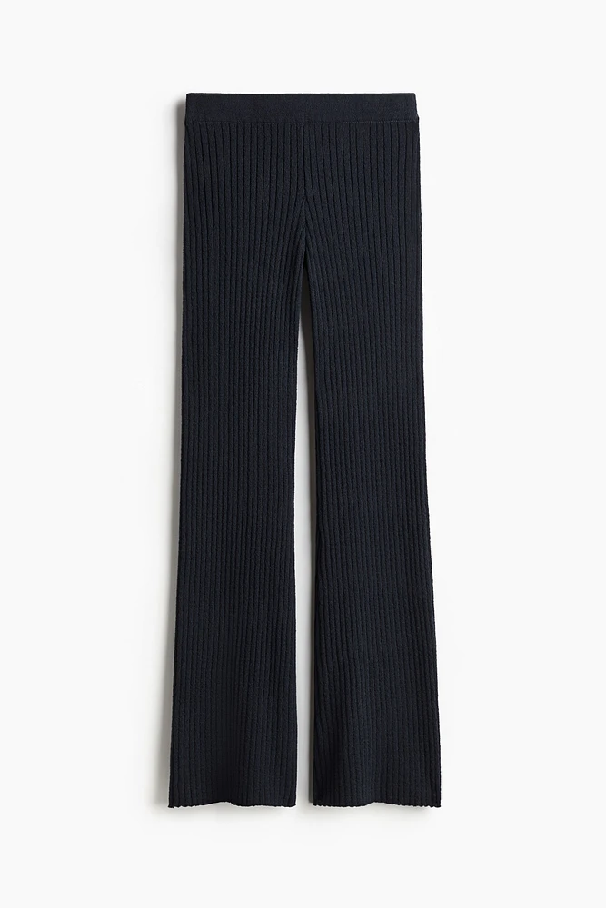 Flared Rib-Knit Pants