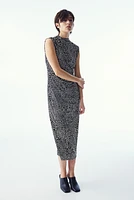 Draped Mock Turtleneck Dress
