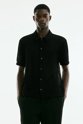 Regular Fit Crochet-look shirt