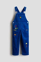 Embroidered-Detail Corduroy Overalls