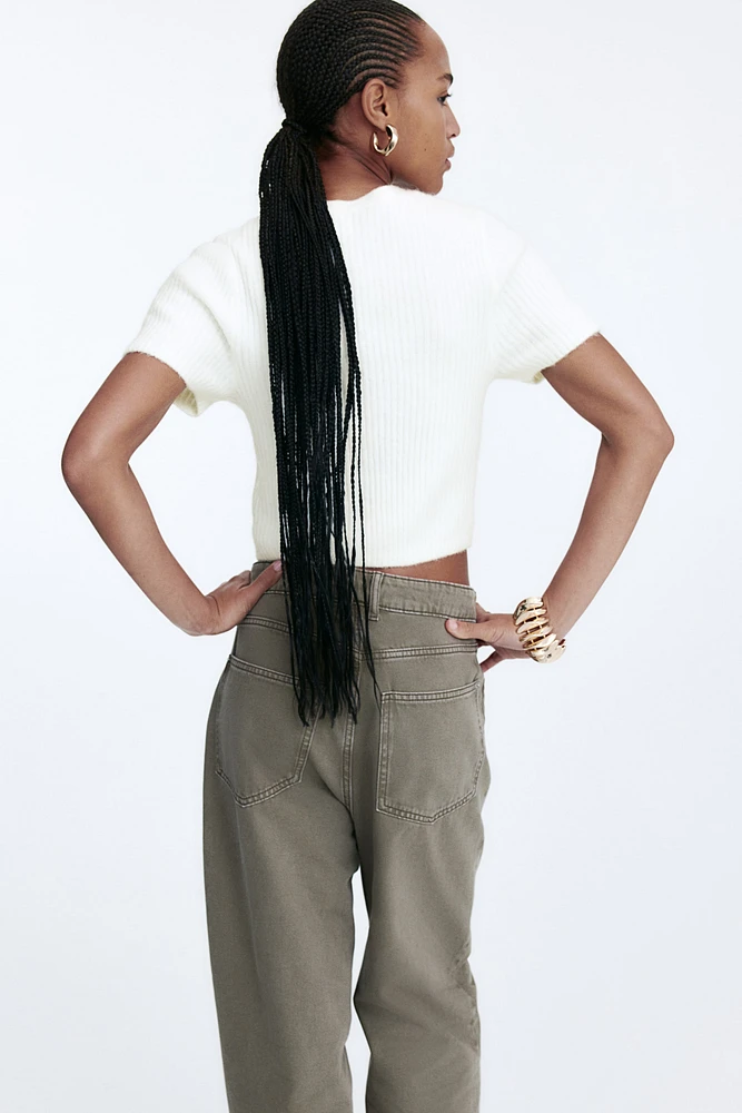 Tie-Detail Rib-Knit Top