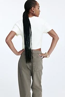 Tie-Detail Rib-Knit Top