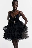 Ruffled Chiffon Strappy Dress