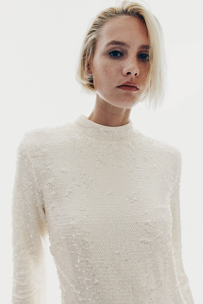 Sequined turtleneck dress