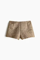 Shimmery Jacquard-Weave Mini Shorts