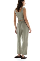 Linen-Blend Drawstring Pants