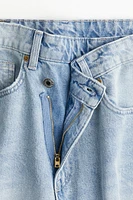 Denim Skirt with Wrapover Waistband