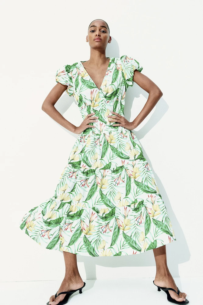 Tiered-Skirt Poplin Dress