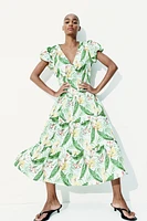 Tiered-Skirt Poplin Dress