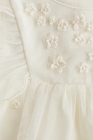 Embroidered-Detail Mesh Dress