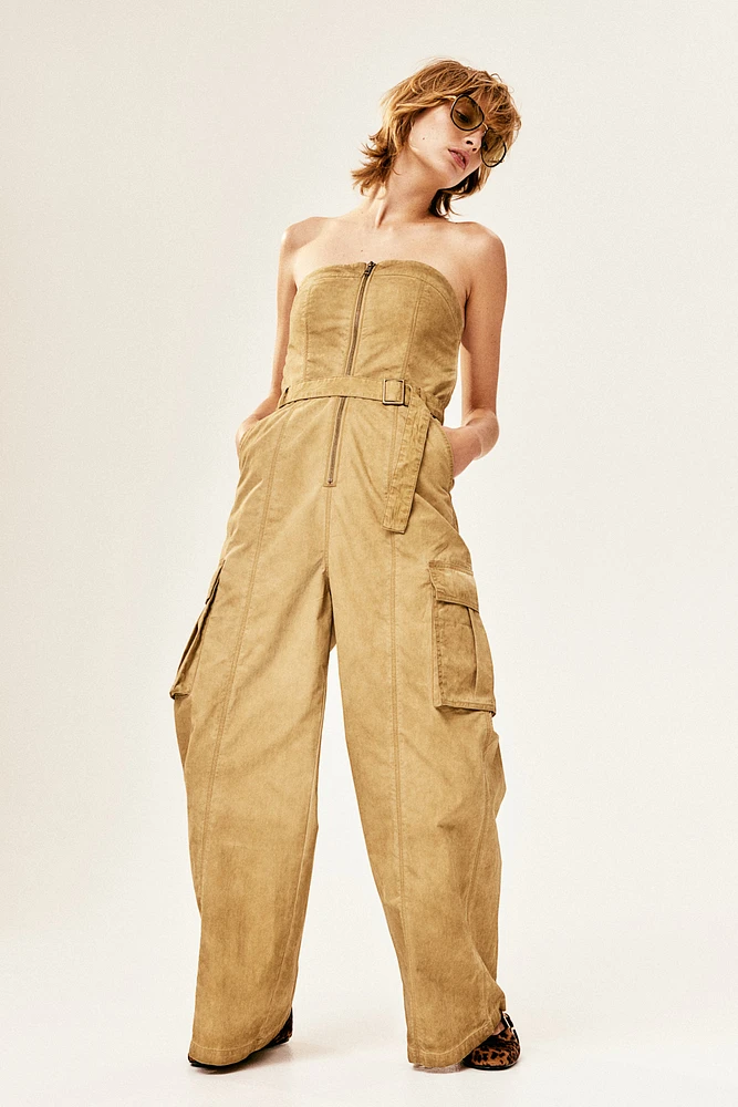 Belted bandeau jumpsuit