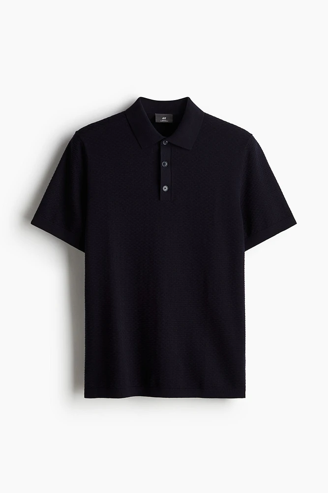 Slim Fit Textured-knit Polo Shirt