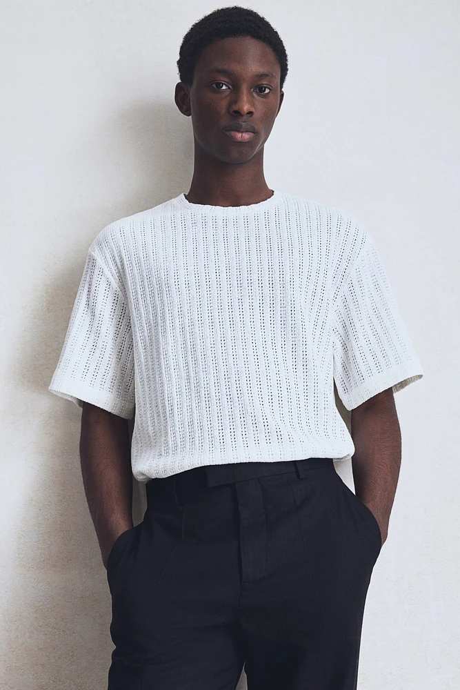 Regular Fit Crochet-Look T-Shirt