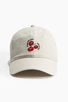 Embroidered-motif Twill Cap